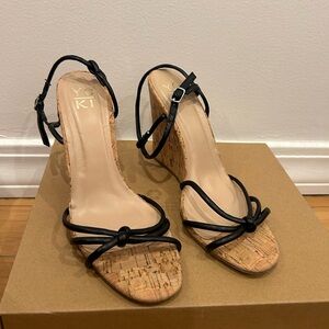 Yoki Black and Tan Strappy Heels